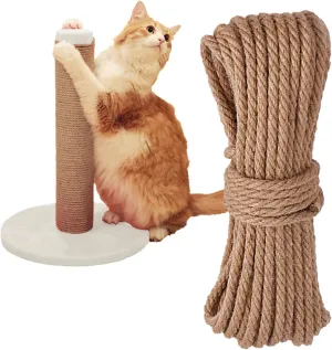 Nature Hemp Rope,sisal Rope for cat Scratcher,Rope for cat Scratch Postcat Scratching Post Replacement,Cat Scratcher Replacement Rope Heavy Duty Jute Twine for Cat Tree and Tower, DIY (1/4inch,50FT)