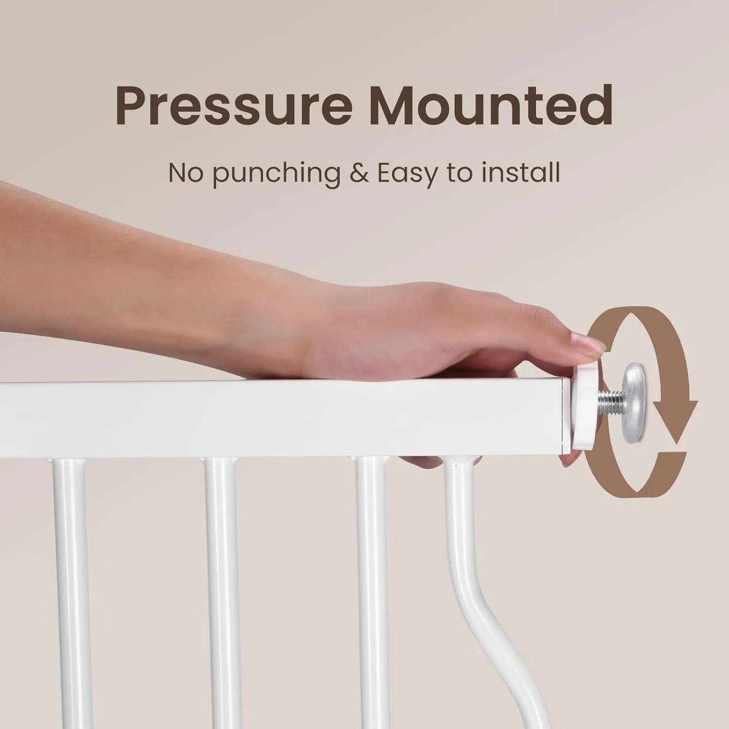 owlie Extra Wide Baby Gate for Stairs Dooorways with Door 47-57 Inch, Extra Large Long Stair Gates for Kids Pet Gate Baby Gates Pressure Mount White (30.5" Tall)