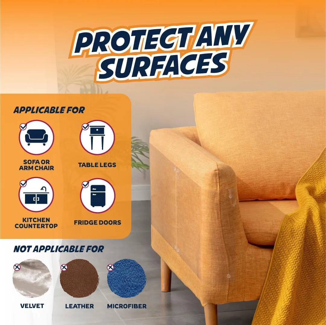 Panther Armor Furniture Protector, 8-Pack, Heavy Duty Anti-Scratch Cat Couch Protector, Transparent