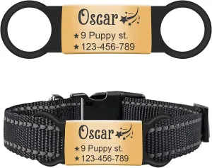 Personalized Dog Tags, Slide On Pet ID Tag, Engraved Stainless Steel Cat Collar Tag, No Jingle Dog Name Tag Silent Pet Identification Tags(Small Gold)