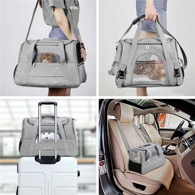 Pet Carriers Handbag with Locking Safety Zippers