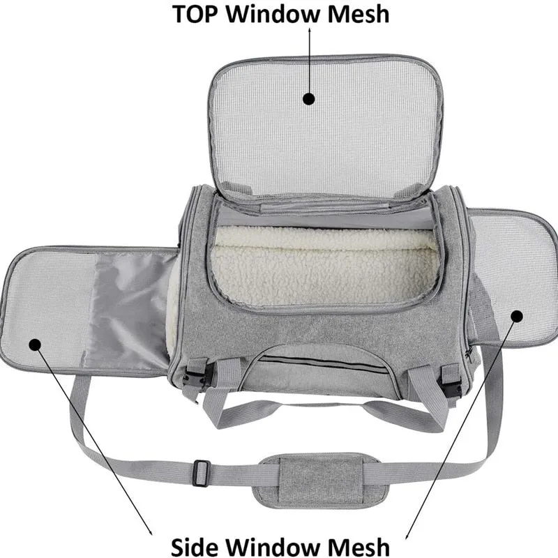 Pet Carriers Handbag with Locking Safety Zippers
