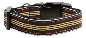 Preppy Stripes Nylon Ribbon Collars Brown-Khaki Sm