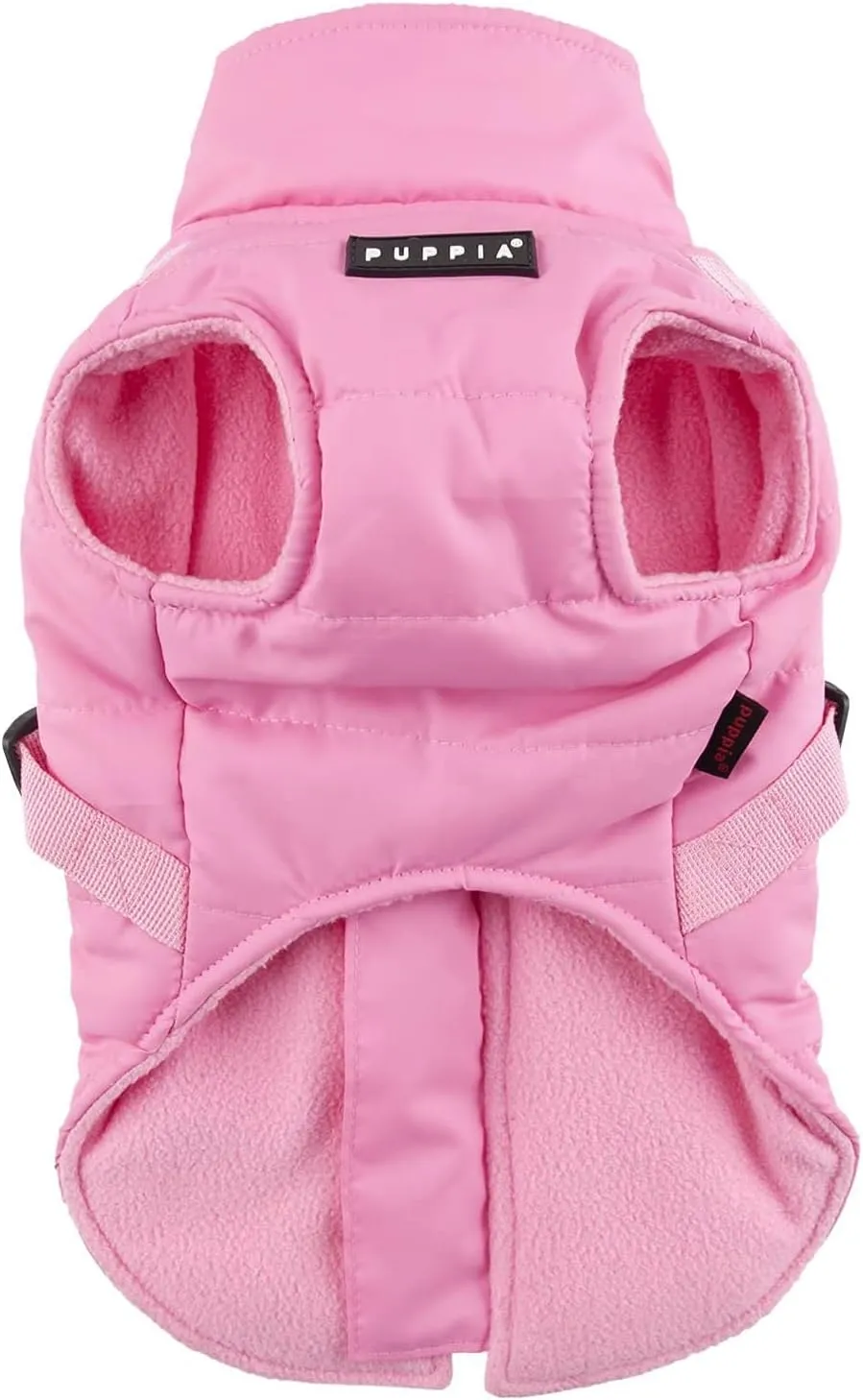 Puppia Mountaineer Winter Dog Coat with integrated harness No Pull Cold Weather Waterproof Warm Fleece Back Zipper for Small & Medium Dog, PINK, Large