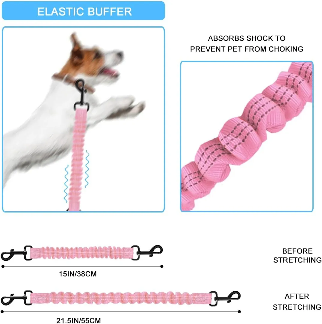 Retractable Bicycle Dog Seatbelt, Elastic Pet Safety Leash Harness for Cat, Dog Leash Extension Attachment Shock Absorbing Lead Extension Absorber (Pink)