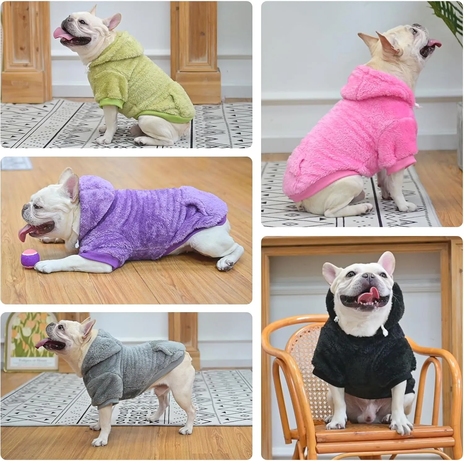 scenerael Dog Sweater Hoodie with Pocket & Leash Hole - Fuzzy Warm Girl/Boy Dog Clothes for Small/Medium/Large Dogs with Designer Cute Fall/Winter Styles