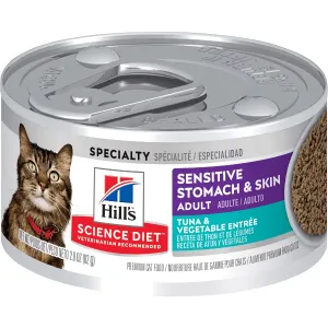 Science Diet Sensitive Skin & Stomach Tuna & Vegetable Entree Adult Canned Cat Food, 2.9oz