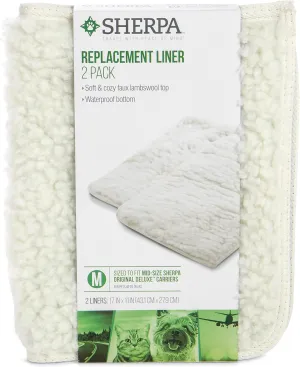 Sherpa (2 Count) Replacement Liners for Travel Pet Carriers - White, Medium