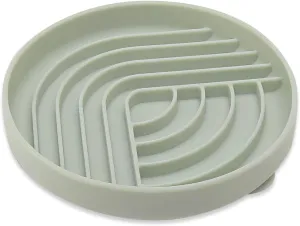 Slow Feeder Dog Bowls, Slowdown Bowl - Silicone Dog Feeding Bowls with Suction Cups for Puppies, Modern Lick Mat Design, Reduces Gulping, Dishwasher Fit, Mealtime Challenge, Green