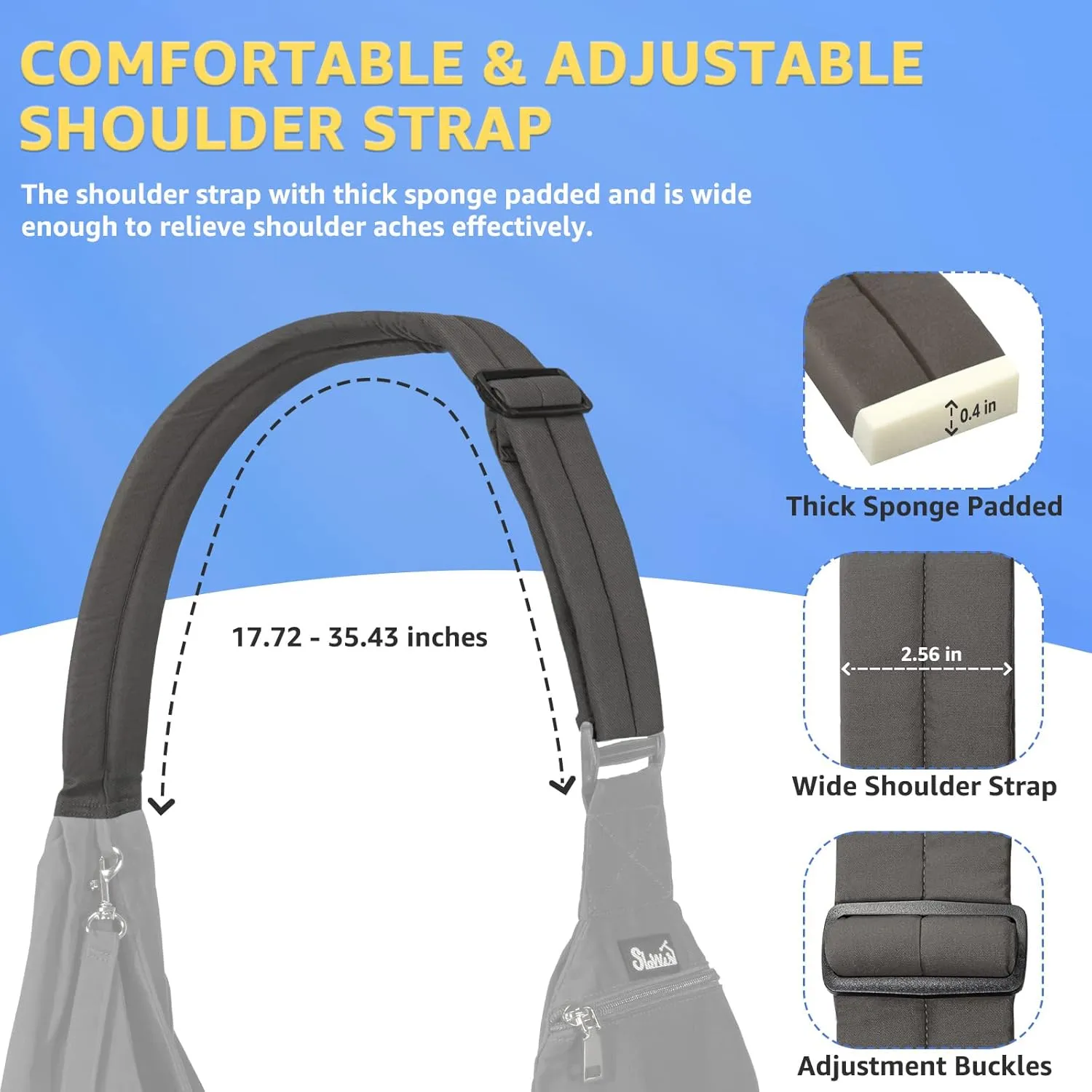 SlowTon Dog Carrier Sling, Thick Padded Adjustable Shoulder Strap Dog Carriers for Small Dogs, Puppy Carrier Purse for Pet Cat with Front Zipper Pocket Safety Belt Machine Washable (Gray S)