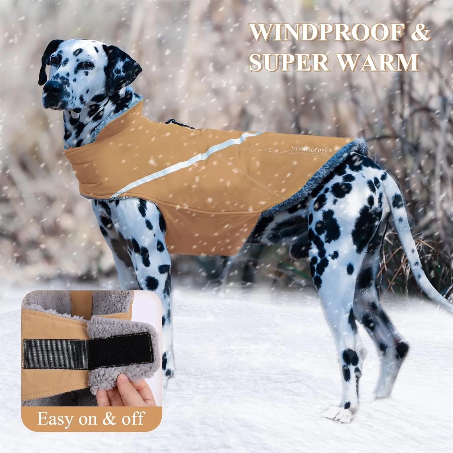 VIVAGLORY Warm Dog Fleece Vest Jacket with Two-Way Zipper Opening, Pet Jacket with Fleece Lining for Small Pets, Khaki XXS