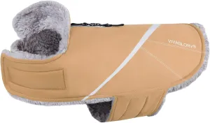 VIVAGLORY Warm Dog Fleece Vest Jacket with Two-Way Zipper Opening, Pet Jacket with Fleece Lining for Small Pets, Khaki XXS