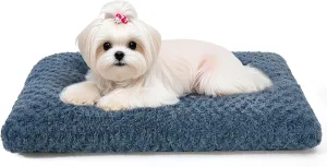 Washable Dog Bed Plush Dog Crate Beds Comfy Kennel Pad Anti-Slip Pet Sleeping Mat for Large, Jumbo, Medium, Small Dogs Breeds,23" x 19"
