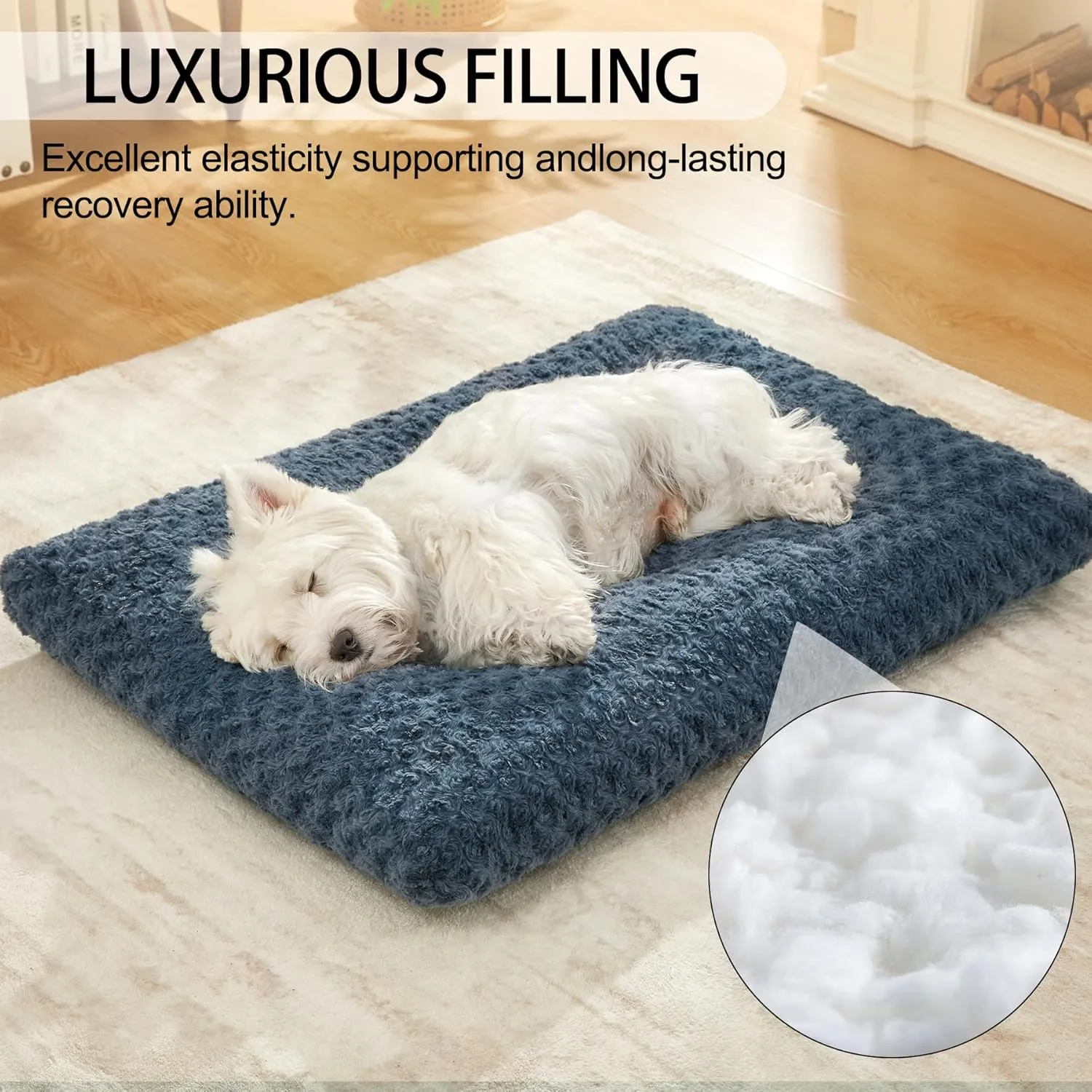 Washable Dog Bed Plush Dog Crate Beds Comfy Kennel Pad Anti-Slip Pet Sleeping Mat for Large, Jumbo, Medium, Small Dogs Breeds,23" x 19"