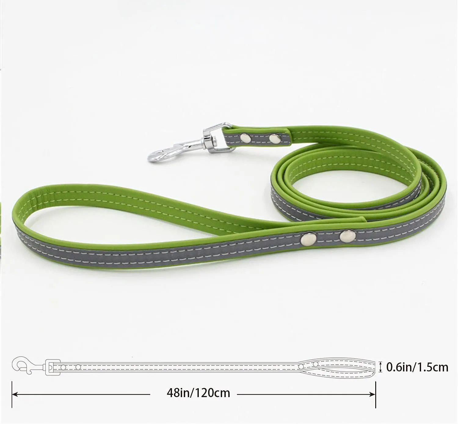 Yonsbox Custom Personalized Reflective Cat Dog Collar and Leash Set with Engraved Name Plate Green Puppy Kitty Dog Cat Collar and 4 FT Leash Set for Small Medium Large Girl Boy Dogs Cats