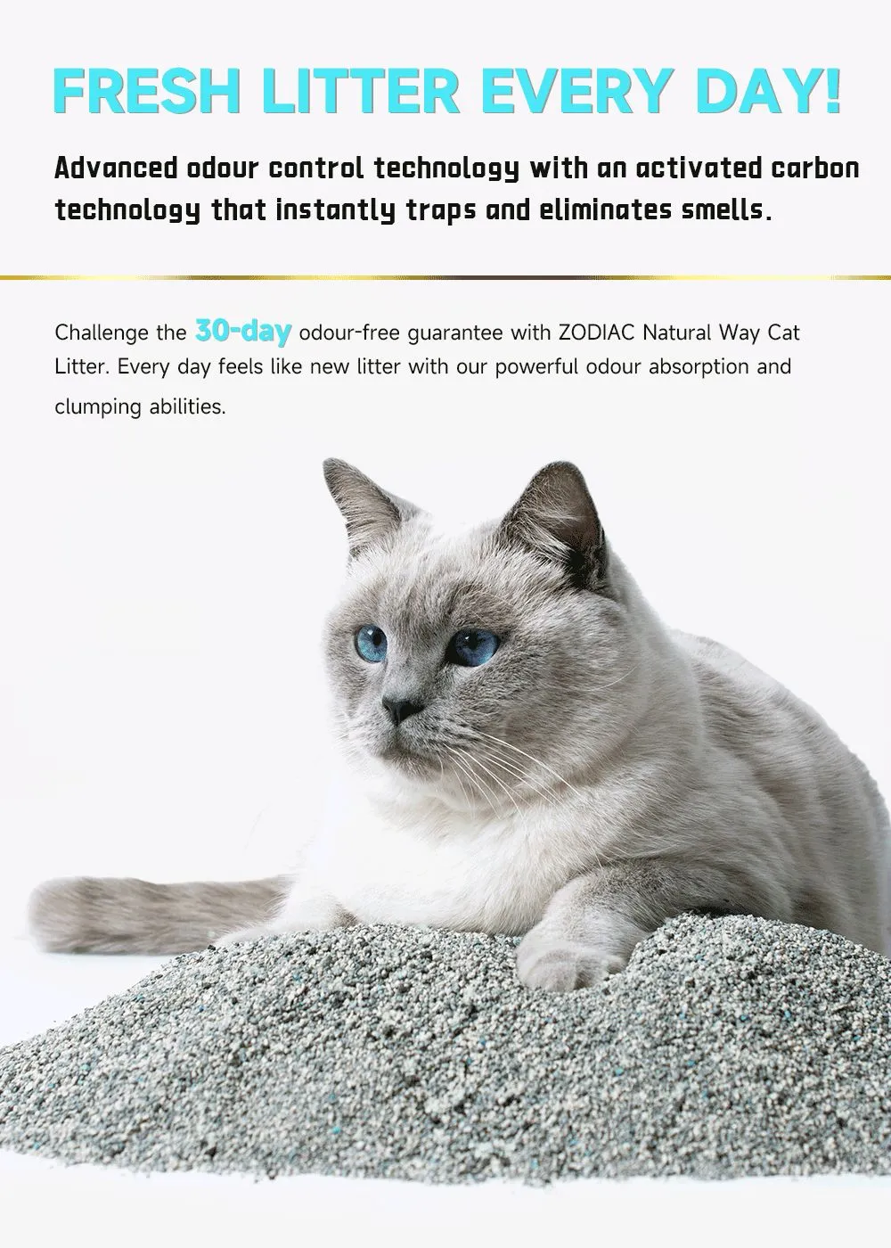 ZODIAC Natural Way Superfine Bentonite With Activated Charcoal Cat Litter 4.5Kg